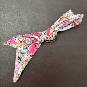 RARE Jude Connally Paisley Pink Hair Scarf Key Ring